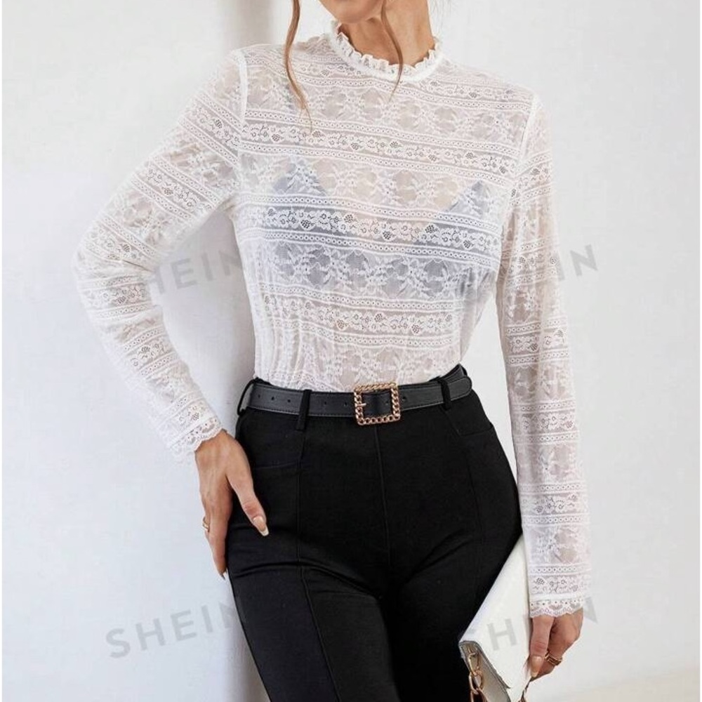 SHEIN. XL white top. Lacy